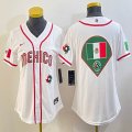 Women 2023 World Cup Mexico blank white majestic baseball jerseys 06