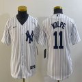 Youth Nike New York Yankees #11 Volpe white majestic baseball Jerseys-BD