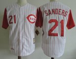 Cincinnati Reds Deion Sanders #21 throwback White baseball jersey