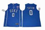 2017 Duke Blue Devils Jayson Tatum 0 V Neck College Basketball Authentic Jersey - Blue