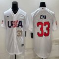 2023 World Cup #33 Lance Lynn white USA majestic baseball jerseys 02