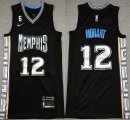 Nike Memphis Grizzlies 12 Ja Morant black nba basketball jerseys 6 patch