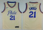 Nike Philadelphia 76ers #21 Joel Embiid Cream NBA Jersey - Milwaukee Bucks City Edition