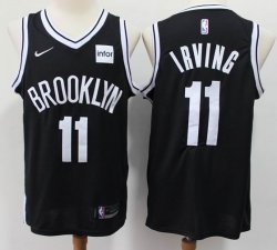 Nike Brooklyn Nets #11 Kyrie Irving black nike NBA basketball Jersey with Sponsor patch-S8