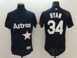 New Houston Astros #34 Nolan Ryan Black Orange Flexbase Authentic Collection Jersey