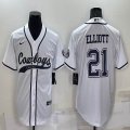 Nike Dallas Cowboys #21 Ezekiel Elliott white baseball jerseys Joint name-BD