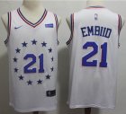 Nike Philadelphia 76ers 21# Joel Embiid white nba basketball Jerseys-S8