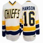 2016 Hanson Brothers Charlestown Chiefs #16 white hockey jersey