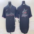 Nike Florida Marlins blank black majestic baseball jerseys big logo-BD