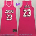 Nike Los Angeles Lakers #23 LeBron James pink NBA Embroidered Women's Skirt-LT