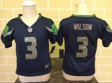 Nike Seattle Seahawks #3 Russell Wilson Game Blue Children NFL Jerseys