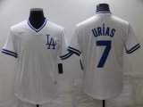 Nike Los Angeles Dodgers #7 Julio Urias white throwback majestic baseball jersey-BD