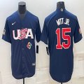 2023 World Cup #15 Bobby Witt Jr. blue USA majestic baseball jerseys 06