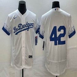 Nike Los Angeles Dodgers#42 Jackie Robinson white Flexbase Authentic Collection Jersey 01