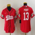 Women Nike San Francisco 49ers #13 Brock Purdy red baseball jerseys Joint name-BD 01