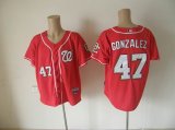 Washington National GONZALEZ 47# red MLB jerseys