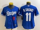 Women Nike Los Angeles Dodgers #11 Roki Sasaki blue majestic baseball jerseys