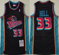 Detroit Pistons 33# Grant Hill black green throwback basketball Jersey-TY