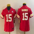 Women Kansas City 15# Patrick Mahomes red Nike Vapor F.U.S.E. Limited Jersey 03