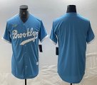 Nike Los Angeles Dodgers blank skyblue throwback MLB baseball Jersey -BD 11