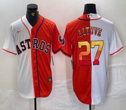 Nike Houston Astros #27 Jose Altuve orange and white splits majestic baseball jerseys