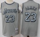 Los Angeless Lakers #23 LeBron James gray throwback NBA Jersey-S8