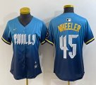 Women Nike Philadelphia Phillies #45 Zack Wheeler skyblue majestic baseball jersey city version-BD