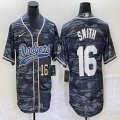 Los Angeles Dodgers #16 Will Smith gray camo majestic baseball Jersey Joint name