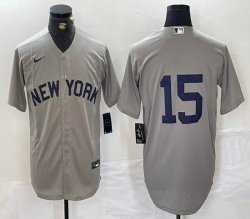 Nike New York Yankees #15 gray MLB baseball Jersey -BD