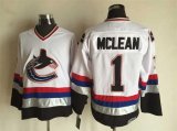 Kirk Mclean Jersey #1 white Throwback CCM Vancouver Canucks Jersey