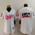 Youth Nike Los Angeles Dodgers white pink fashion MLB baseball Jersey-Joint name-BD 02