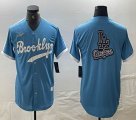 Nike Los Angeles Dodgers blank skyblue throwback MLB baseball Jersey -BD 07