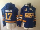 2017 Hanson Brothers Charlestown Chiefs #17 blue hockey Hooded Sweatshirt