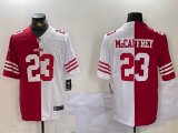 Nike San Francisco 49ers #23 Christian McCaffrey red white splits Color Rush Limited Jersey