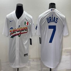 Nike Los Angeles Dodgers #7 Julio Urias white majestic baseball jersey rainbow version-BD