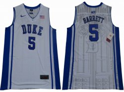 Duke Blue Devils #5 R.J. Barrett V Neck white College Basketball Jersey-GLT