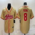 Nike 49ers #8 Steve Young yellow baseball jerseys Joint name-BD