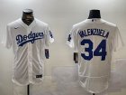 Nike Los Angeles Dodgers 34 Fernando Valenzuela white Flexbase Authentic Collection Jersey 01