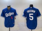 Los Angeles Dodgers #5 Freddie Freeman blue majestic baseball Jerseys-BD