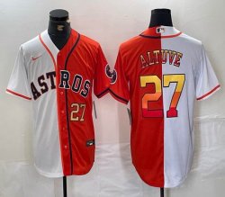 Nike Houston Astros #27 Jose Altuve orange and white splits majestic baseball jerseys 01