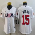 Youth 2023 World Cup #15 Bobby Witt Jr. white USA majestic baseball jerseys 09