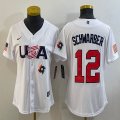 Youth 2023 World Cup #12 Kyle Schwarber white USA majestic baseball jerseys 08