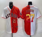 Nike Houston Astros #27 Jose Altuve orange and white splits majestic baseball jerseys 01