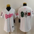 Youth Nike Los Angeles Dodgers white pink fashion MLB baseball Jersey-Joint name-BD 04