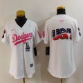 Youth Nike Los Angeles Dodgers white pink fashion MLB baseball Jersey-Joint name-BD 03