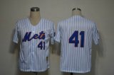 New York Mets #41 White Blue Strip MLB Jerseys