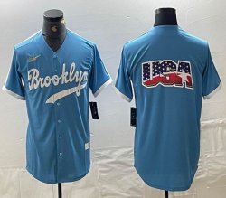 Nike Los Angeles Dodgers blank skyblue throwback MLB baseball Jersey -BD 09