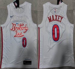 Nike Philadelphia 76ers #0 Tyrese Maxey white basketball Jerseys -XD