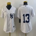 Women Nike New York Yankees #13 Alex Rodriguez white majestic baseball Jerseys-BD