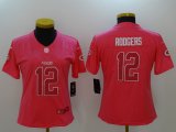 Women Green Bay Packers #12 Aaron Rodgers Nike pink Color Rush Limited Jersey